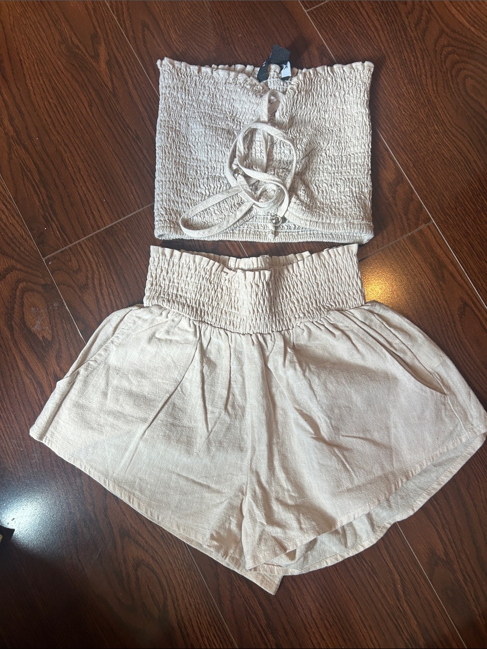 Smocked High-Waist Cream Shorts - Lightweight Summer Staple